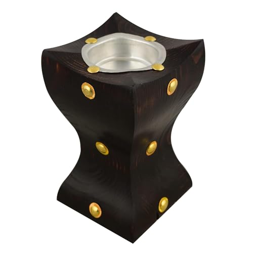 Image of Wooden Kapoor Kapur Dani Camphor Karpuram Incense Burner Stand Holder Tealight Holder, Best Gift for Christmas Decor, Christmas Decoration, Dining Table Holder for Home,Office