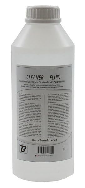 Cleaner Fluid Liquide professionnel de nettoyage BoomToneDJ pour machine à fumée/brouillard. Bidon 1L recyclable. Incolore. Désodorisant. Economique....