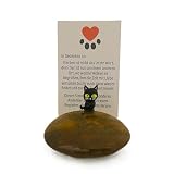 Andys Steinwelt® Kleiner Tiergrabstein Katze personalisiert – Gedenkstein mit Name & Datum beschriftet – Grabstein ca. 6-7 cm, Katzenfigur Schwarz – Trauergeschenk Haustier Tierfriedhof