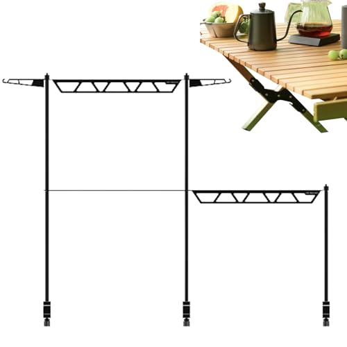 Rack de campamento al aire libre, estante de cocina de escritorio para acampar - Rack de almacenamiento de utensilios de cocina de mesa,Organizador de multifunción portátil para BBQ Grill Picnic Trave