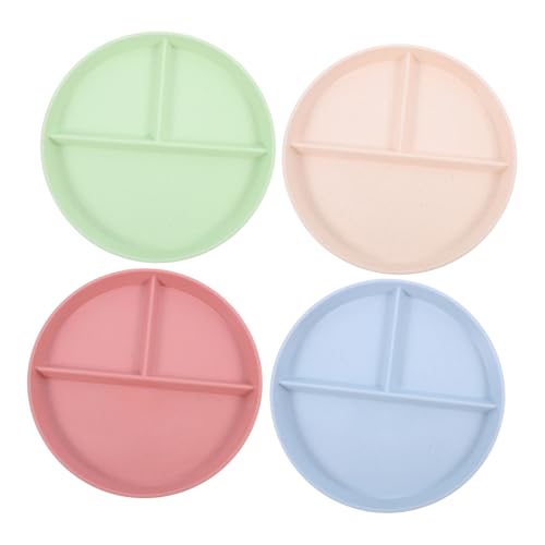 STOBAZA 4-piece Divided Plate Set Portion Control Dish for Diet Snack and Appetizer Serving Microwave Safe Elegant for Daily Use