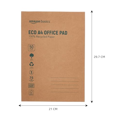 Image of amazon basics Eco-Friendly A4 Notepad. Pack of 2, 50 Sheets Each