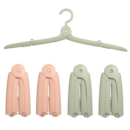 Sazfli Juego De 4 Perchas Plegables De Viaje Con Bolsa De Almacenamiento Caja De Regalo Abs Aluminio, Diseño Antideslizante, Compactas Y Portátiles 2 Rosas 2 Verdes