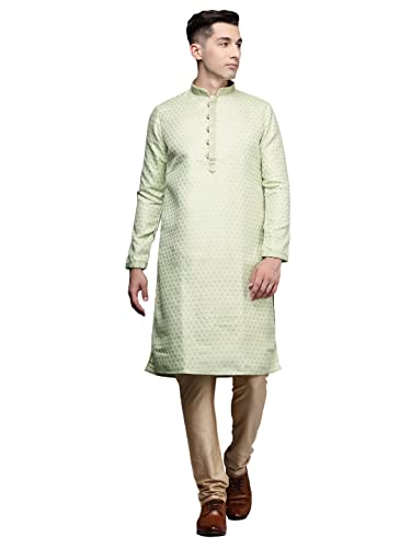 Image of Manyavar Men's Jacquard Self Patterned Kurta Pyjama Set (2pcs)