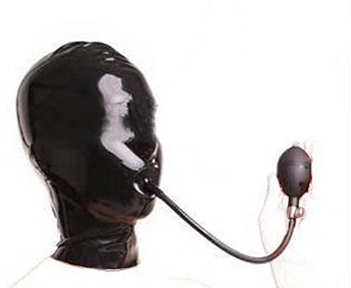 MFMYEE SM Latexknebel Aufblasbarer Latexplug,BDSM Latex Maske Gummi Fetisch Komplett Erotik Restrictions Bondage Maske