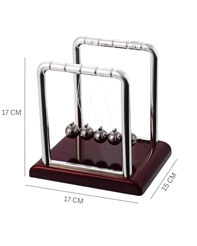 Image of Premsons Newton Cradle Pendulum - Big Metal Perpetual Motion Toy | Swing Balance Collision Balls with Polished Plastic Base & Nylon Strings | Desk Decoration Figurine for Office & Home (Maroon)
