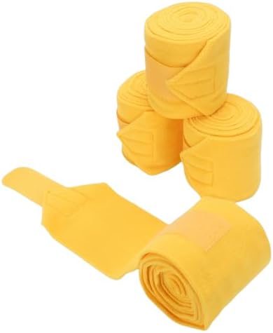 FAUOSWUK Horse Wraps Soft Fleece Leg Bandages for Stable Supplies, Comfortable Support for Equestrian Activities, 4pcs for Horse Riding Enthusiasts (Yellow) — view 4