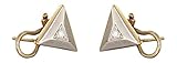 Inkl. Geschenkverpackung Hobra-Gold Brillant Ohrclips Gold 585 bicolor Goldohrstecker Ohrringe Dreieck Clips