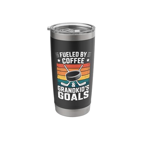 Fueled By Coffee Grandkid’s Goals, Ice Hockey Grandparent Stainless Steel Insulated Tumbler