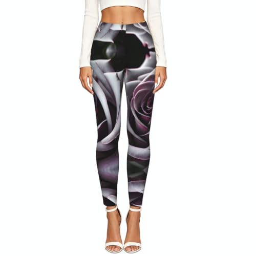 Leggings de compresión para mujer con estampado de rosas góticas y tacto suave 2