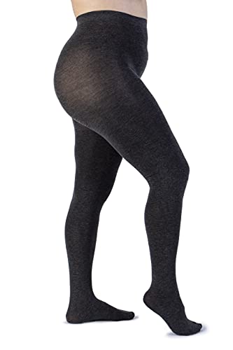 LEELA LAB Kaschmir Strumpfhose Damen Große Größen 90 Denier, Bequem und Langlebig - Made in Italy (Dark grey, 6) Cover