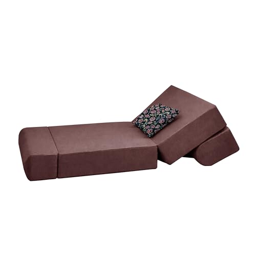 Image of Convertible 3 * 6 Single Seater Sofa Cum Bed | Foldable Sofa Bed for Apartments & Studio Rooms (Brown, URBANPRO)