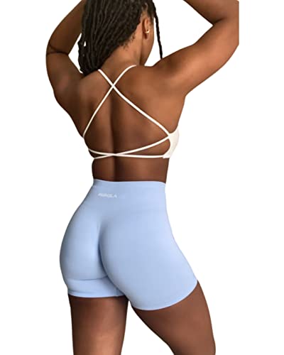 Image of AUROLA Workout Sports Bras Women Athletic Removable Backless Strappy Criss Cross Light Support Gym Fitness Yoga Crop Bra