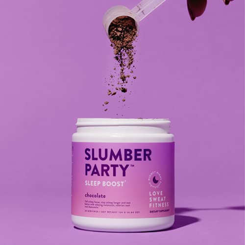 Love Sweat Fitness - Slumber Party - Sleep Boost - Chocolate - 28 Servings, Improves Sleep, Supports Muscle Recovery - Vegan, Gluten Free, Non-Gmo #TOP4