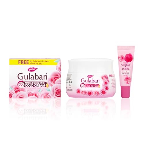 Image of Dabur Gulabari Moisturizing Cold Cream 100gm + Lip Balm 8gm (Free) | With Goodness of Natural Rose Oil & Vitamin E | Intense Hydration and Deep Moisturization | For Smooth & Soft skin | All Skin types