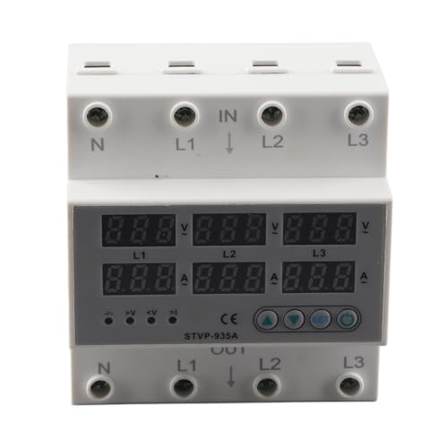 Protetor de Corrente de Tensão Ajustável, 380v, Trilho de Guia, Trifásico, 935a, Ac220, relé, Auto-r