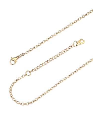 FOCALOOK Cadena Fina Oro 18K Acero Inoxidable 316L Collar Rolo Eslabones Redondos Mujer 55cm 2.5mm Joyería Básica para Colgante