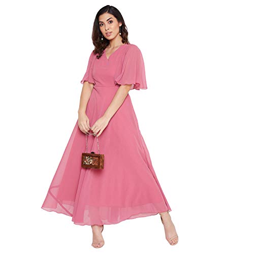 Image of HELLO DESIGN Women V-Neck Solid Maxi Dresses