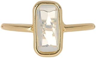 Gemaholique Moonstone - Juego de Anillos de bisutería rectangulares de 6 x 12 mm con Bisel Chapado en Oro de 18 Quilates