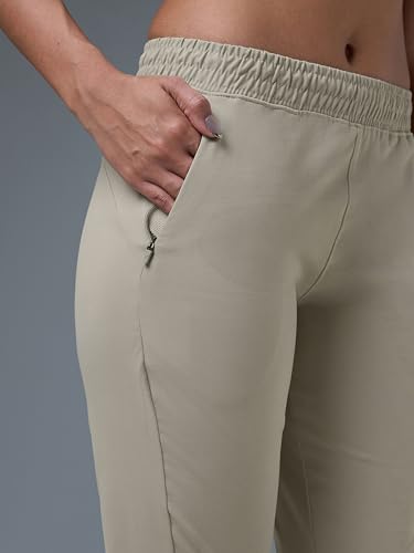 Image of TECHNOSPORT Women's Regular Fit Mid Rise Solid Track Pant with Antimicrobial, Stretchable for Gym, Workout & Sports and Regular Use