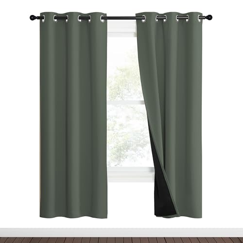 Image of NICETOWN 100% Blackout Curtains 70 inch Long, Pair of Energy Smart & Noise Blocking Out Drapes for Baby Room Window, Thermal Insulated Guest Room Lined Window Dressing(Dark Mallard, 37 inch Wide)