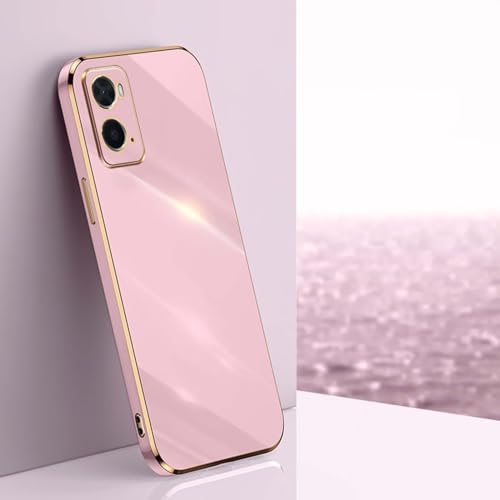 ATISIJIE Funda para OPPO A36/A76 Carcasa, Funda Protectora TPU Suave Silicona Prueba de Golpes Bonito Diseño Borde Dorado Cover Case Violet