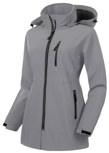 Image of CREATMO US Plus Size Trench Coats For Women Womens Coat With Hood Fleece Jacket Windbreaker Softshell Jackets Women
