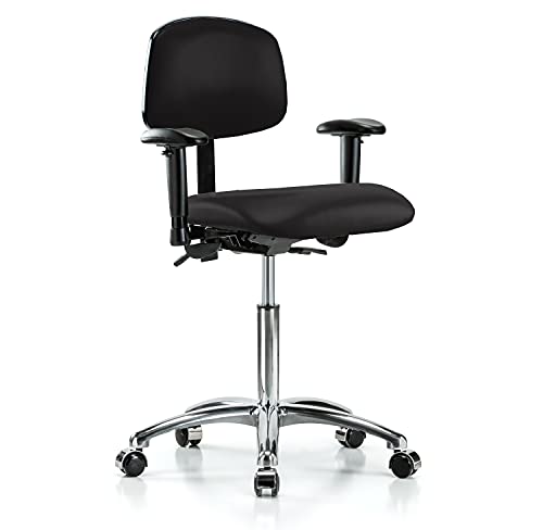 Image of Perch Chrome Task Chair, Rolling, Medium Bench Height 21.5 inch-29 inch, Black Vinyl