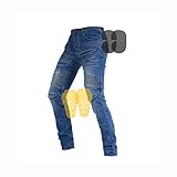 YXYECEIPENO-Motorcycle pants Motorradhose Hosen for Dirtbikes Gerade Passform Mit 4 Herausnehmbaren Pads Biker-Jeans for Herren Und Damen for Die Ganze Saison (Color : Blue, Size : 4XL)