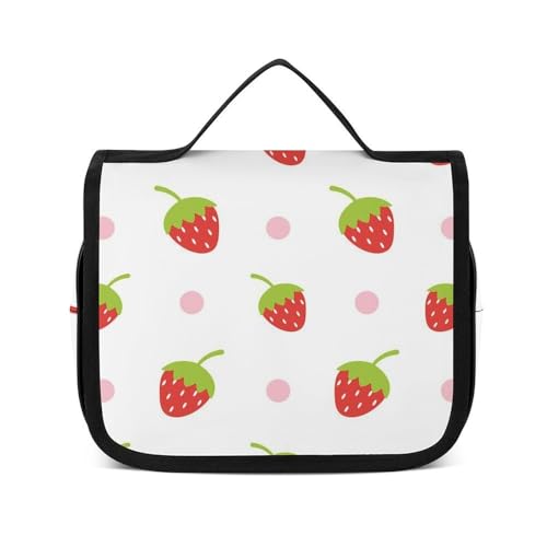 トイレタリーバッグ かわいい フルーツ柄 イチゴ 吊り下げトラベルポーチ 洗面用具ケース バスルームポーチ 化粧ポーチ 軽量 旅行 出張