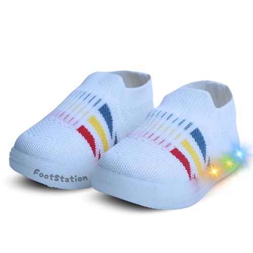 Image of Jugnu Toddler Boy's & Girl's LED Light-Up Shoes | Breathable Mesh First Walking Shoes with Soft Cushioned Insole & Stretchable Slipon Shoe for Infants & Kids (Age 18 Months to 5 Years)