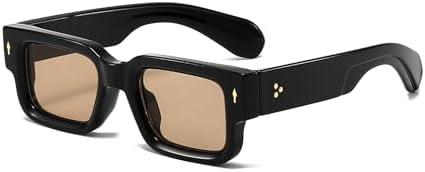 EYLRIM Thick Frame Square Sunglasses for Women Men Chunky Rectangle Sun Glasses Black Shades UV400 Protection