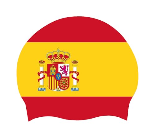 Gorro Baño con Bandera España Gorro Baño Novedoso para Cabello Largo Corto Gorros Natación Silicona Suave Gorros Natación para Piscina para Mujeres Hombres Adultos Jóvenes Unisex España