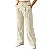 PmiYniV Womens Corduroy Pants High Elastic Waist Loose...