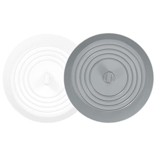 2PCS Universal Bath Stopper, 6 Recyclable Silicon Drain Stopper | Upgraded Plug Cover for Kitchen Sink & Basin, Bathrooms and Laundries(White+Grey)