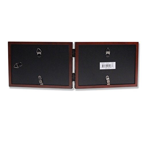 Lawrence Frames Hinged Double (Horizontal) Walnut Wood Picture Frame, Gallery Collection, 4 by 6-Inch
