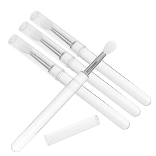 FOMIYES Lip Brush Lipstick Applicator Set Lid 4pcs Silicone Lip Brush Easy to Carry Makeup Tools