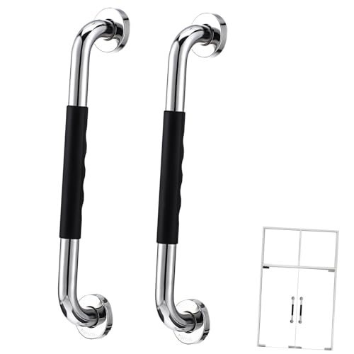 Lurrose Bathroom Safety Grab Bars 2 Pcs Sturdy Metal Shower Grab Bars Suction Cup for Elderly Assistance