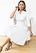Nmoder Casual Dresses for Women Semi Formal Fit and Flare 3/4 Sleeve A-line Church Work Dress with Pockets White M