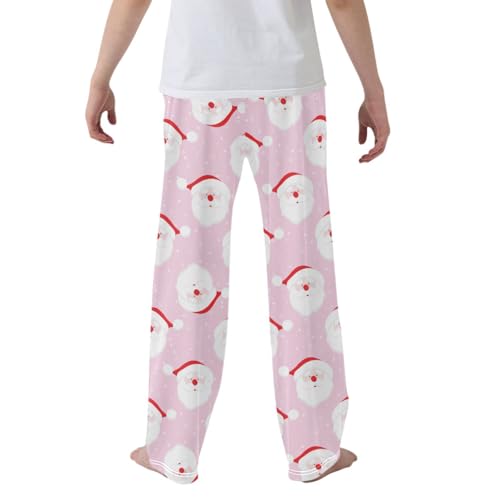 CaTaKu Boys Santa Face Snowflakes Pants for Boys Girls Wide Leg Sweatpants Kids Long Bottoms with Pockets Size 6-14Y2