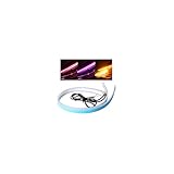 TNAIYH 2PCS Car Headlight LED Strips, 23.62'' Flexible Dual Color Sequential Switchback Turn Signal Tube Bulb, Waterproof Neon Automotive Daytime Running Lights, Universal Fit (Pink Purple/Yellow)