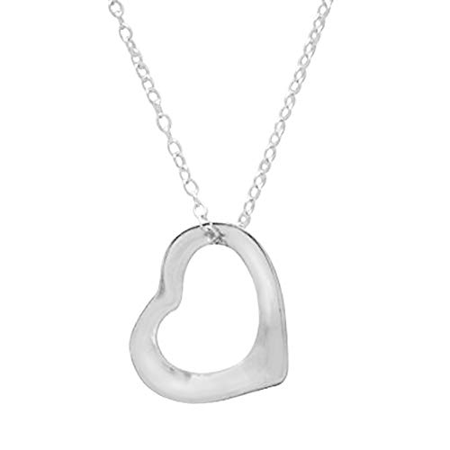 Ritastephens Sterling Silver or Gold-tone Mini Floating Open Heart Pendant Necklace 18 Inches