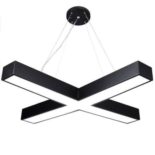 Lámpara colgante LED grande y negra en X para iluminación comercial y techos altos
