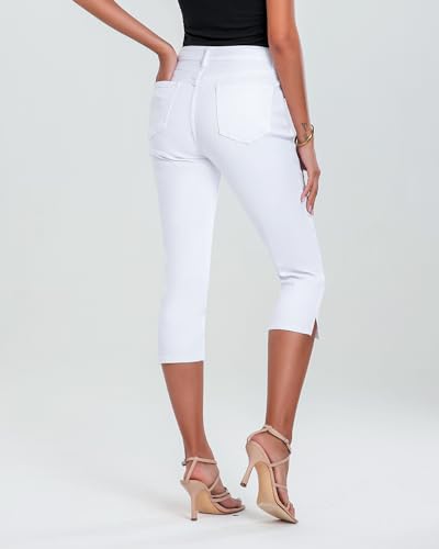 GRAPENT Capris Jeans for Women High Waisted Stretchy Ripped Skinny Denim Capri Pants Distressed Cropped Jeggings Casual2