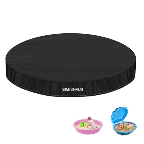 SIMPHAUS Sandmuschel Abdeckung Sandkasten Abdeckung Rund Abdeckplane Sandkasten Wasserdicht Sandkastenabdeckung mit Gummizug,Anti-UV 420D Oxford Sandkastenplane für Sandmuschel Wassermuschel 100x15cm