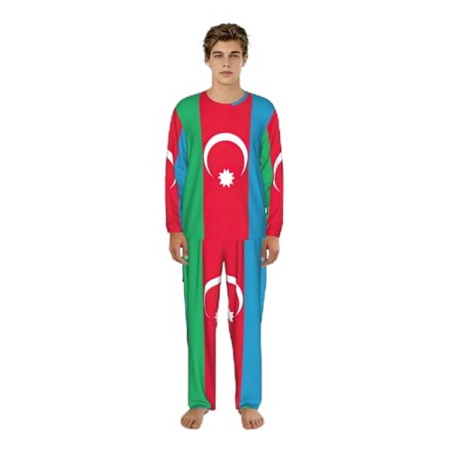 Pyjama homme Azerbaïdjan ensemble manches longues en coton confortable du S au 3XL pour l'hiver