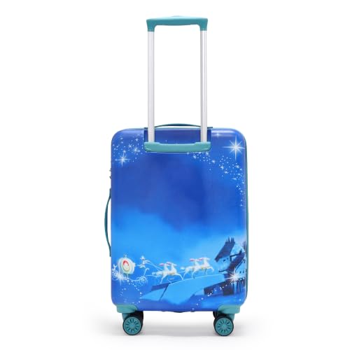 Image of NOVEX Original Disney Princess Hard Sided Polycarbonate Kids Trolley Bag for Travel | Turquoise Blue, 22 - Inch | Spinner Luggage /Suitcase with 4 Wheels | Unique Bags for Cute Girls Kid