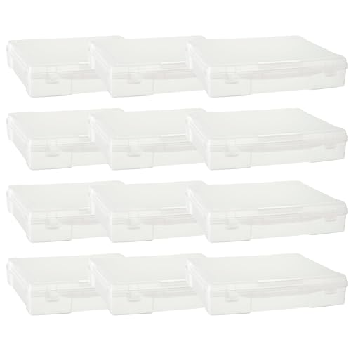 Generic 12” x 12” Plastic Scrapbook Storage Case by Simply Tidy - Portable Case for Documents, Papers, Sewing, Crafts - Clear, Bulk 12 Pack