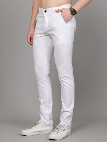 Image of Majestic Man Premium Cotton Slub Slim Fit Comfortable Solid Stylish Trousers
