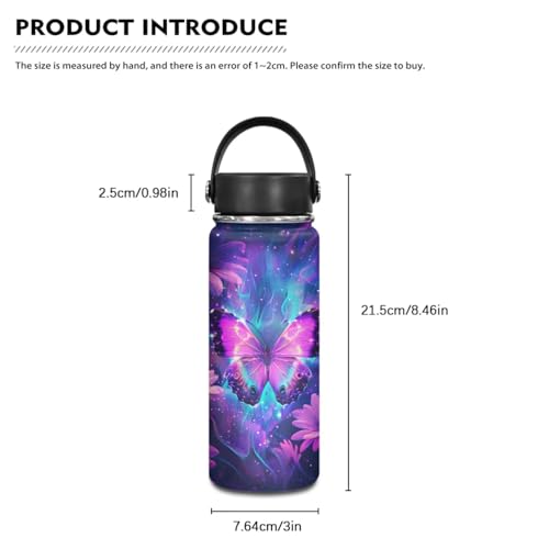 Purple Butterfly Girl Backpack and Lunch Box Set 17 Inch Large Capacity Easy Clean Lightweight Children Kids Water Bottle Stainless Steel Kids Water Bottle Holder for Backpack 4 Piece4